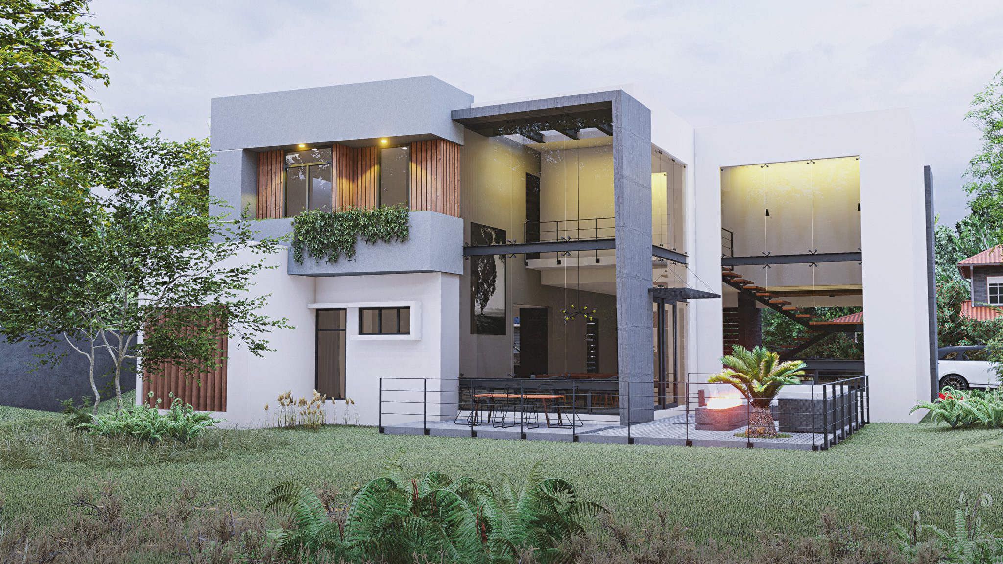 Side view of multi-level residential home